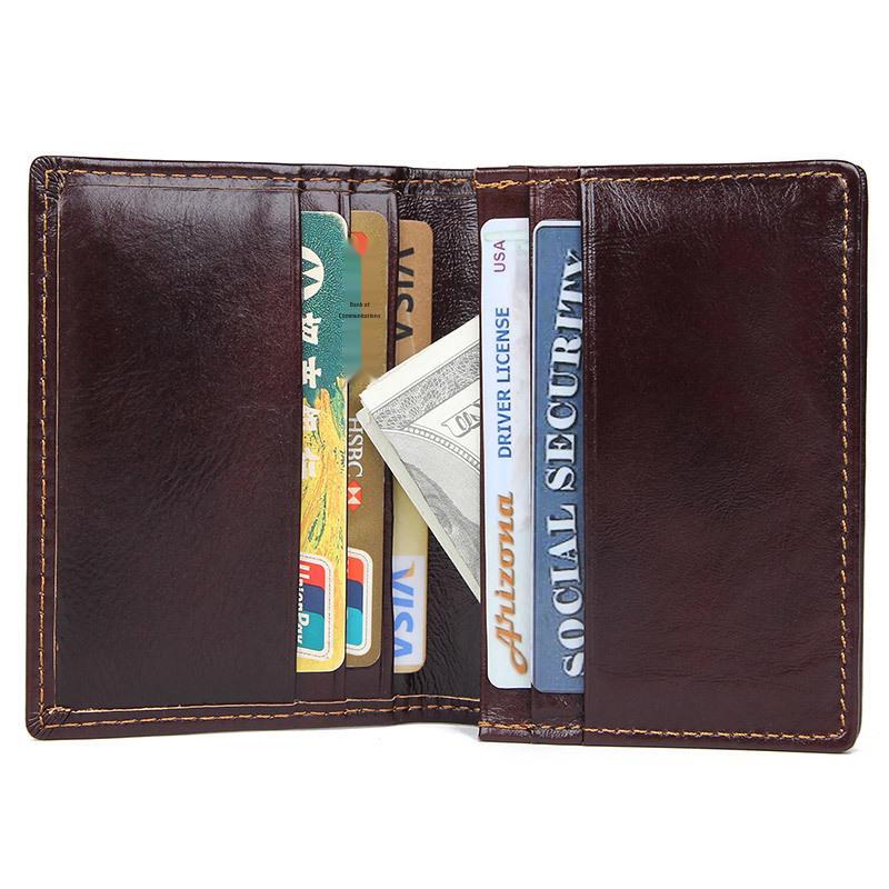 Jiameida Vintage Leather RFID Anti-Theft Unisex Coin & Card Wallet