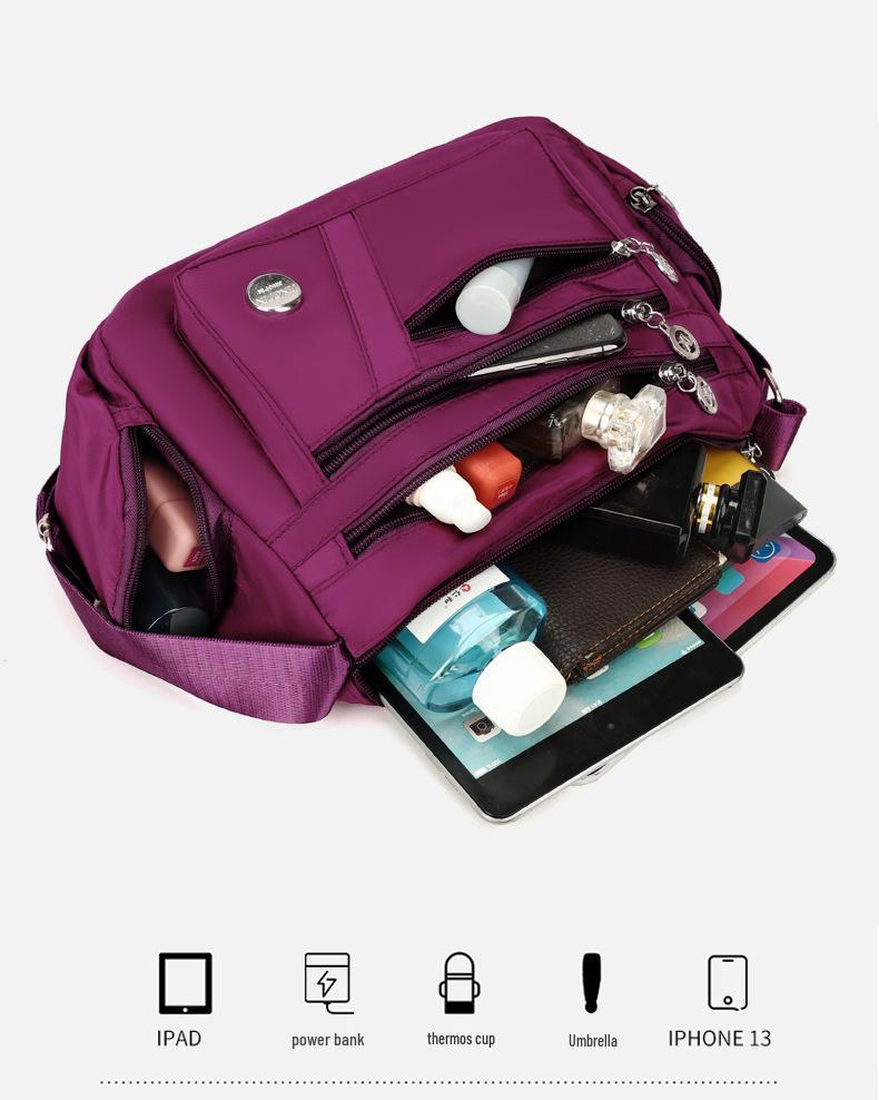 Korean Style Nylon Multi-Compartment Women's Casual Crossbody Bag with Large Capacity