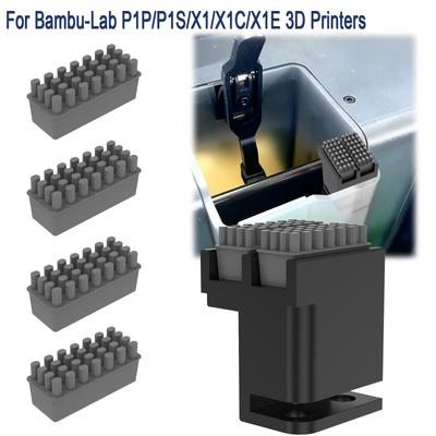 3D Printer Nozzle Wiper with 4 Extra Silicone Brush for Bambu-Lab P1P/P1S/X1/X1C/X1E 3D Printers Nozzle Cleaning Kit with Brush
