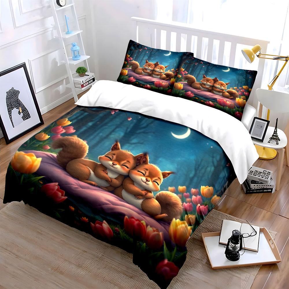 Forest Animal Bedding Set Decoration Multiple Sizes Kid'S And Adults' Bedroom Exquisite 3Pc Bedding Set, Gift