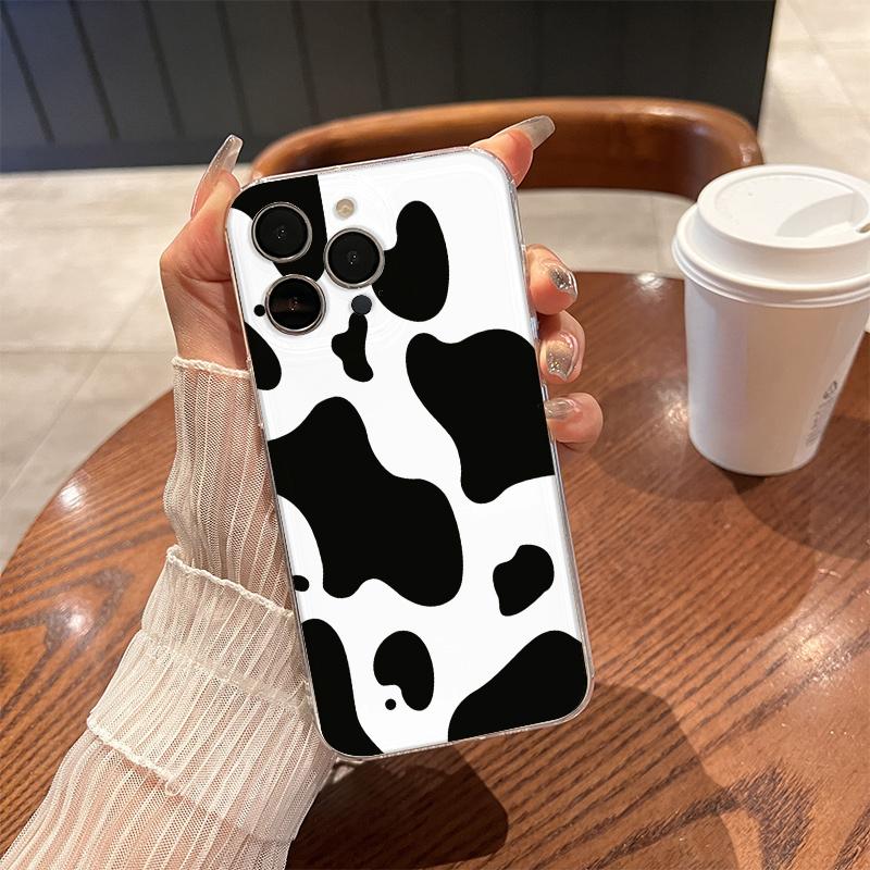 

Cow Printed Phone Case for iPhone 17 Air 16 15 14 13 12 11 Pro Max Plus Mini Xs X 8 7 Soft Transparent Cover Fundas Accessory iPhone 13Mini