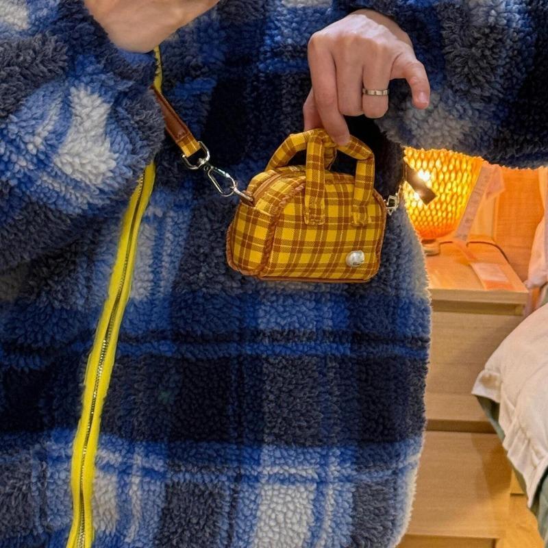 Checkered Mini Crossbody Bag Earphone Bag Loose Change Cute  Bag Spring and Summer Women's Handbag