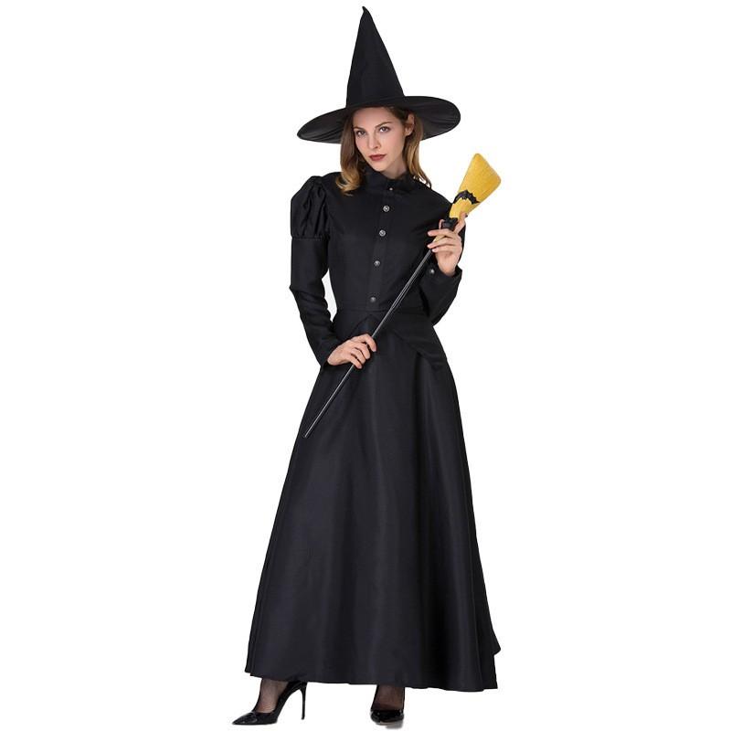 Black Witch Costume Women Halloween Cosplay Dress Adult Role Play Outfit Party Stage Performance