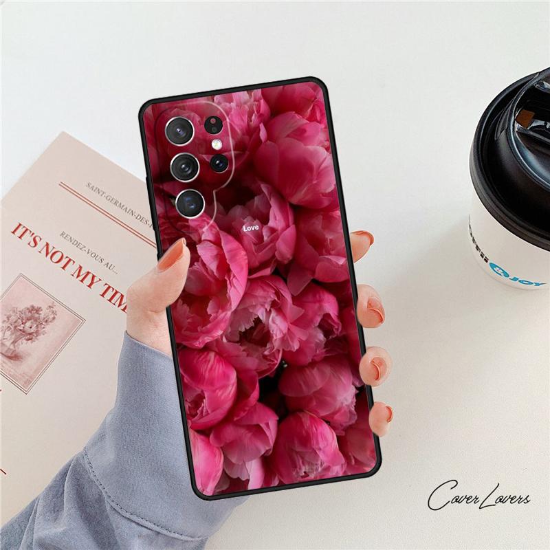 Peonies Beautiful Flower phone case For Samsung Galaxy S24 S25 S23 S22 Ultra Note 10 20 Plus S20 S21 FE Cover