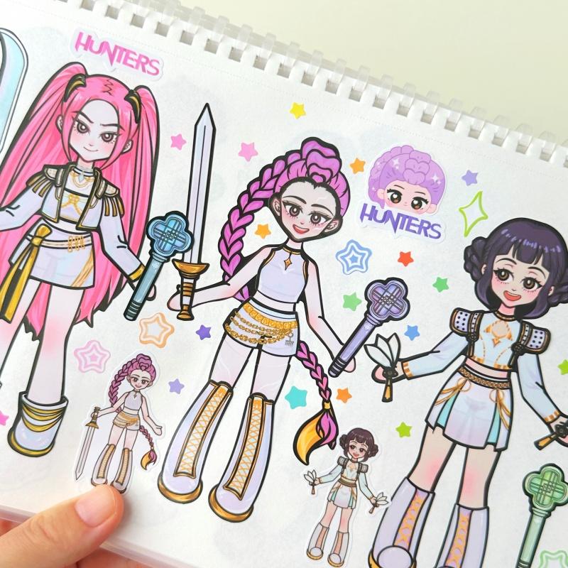 Huntri/x Demœ Hunters Stickers DIY Dress Up Art Craft Kits Dress Up Sticker Books Clothes Changing Book Birthday Christmas Gift