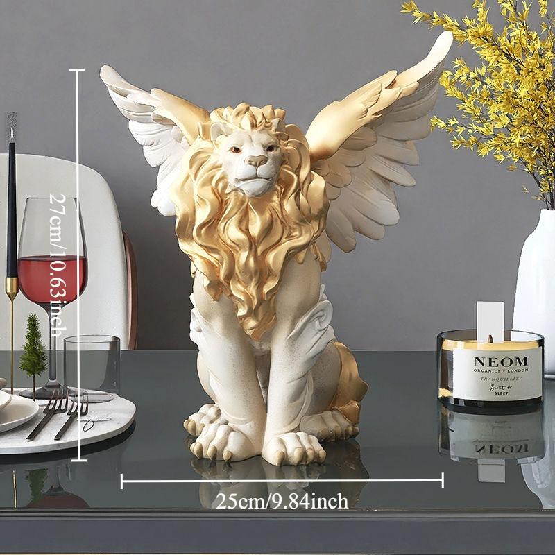 

27cm Nordic Animal Lion Resin Sculpture Living Room Office TV Wine Cabinet Decorative Item Home Desktop Statue Decorations Gift