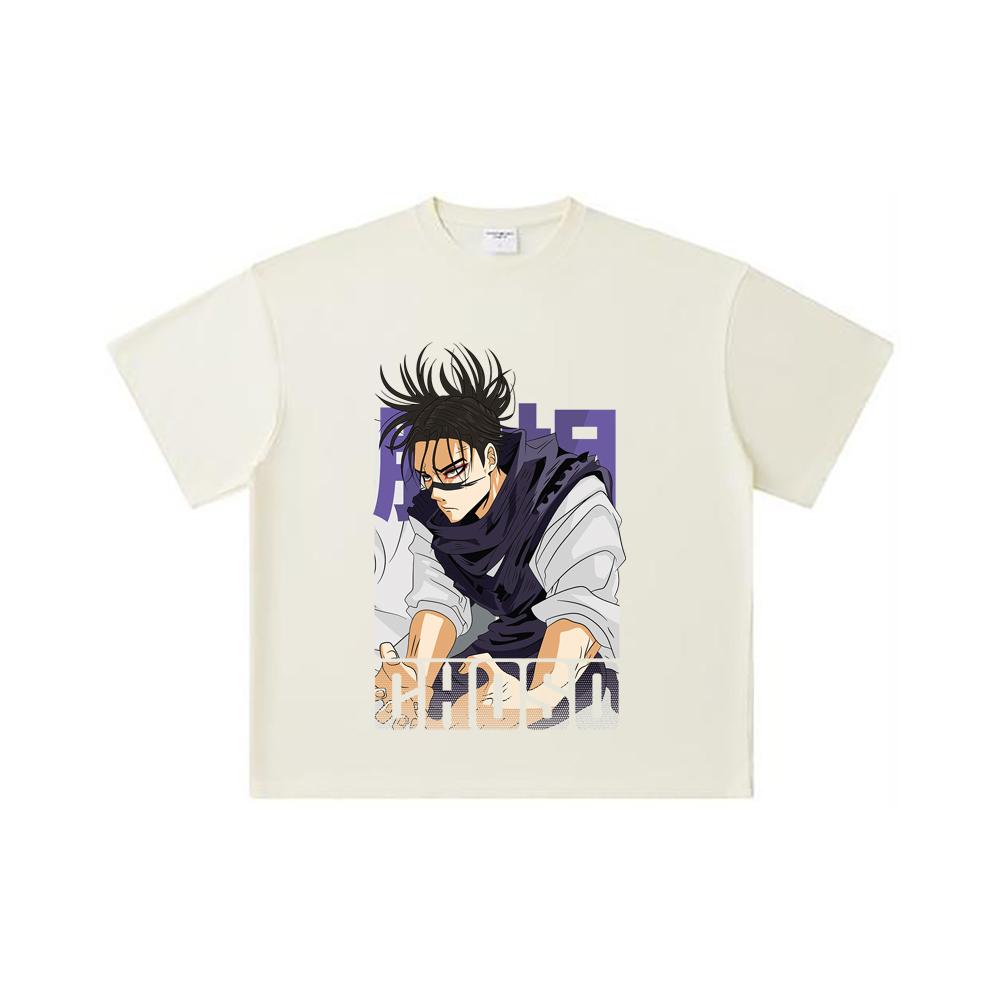 

260 GSM Double Yarn 32 Count 100% Cotton Jujutsu Kaisen V29 Choso Print Unisex Heavy Cotton T Shirt S абрикосовый