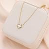 Collana in acciaio al titanio con quadrifoglio di alta qualità da 13 mm, ciondolo portafortuna da donna.