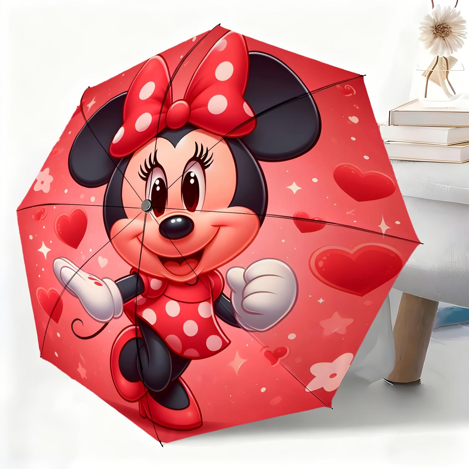 

1pc Disney Minnie Mouse Pattern Fully Automatic Umbrella, All-Weather Umbrella Suitable for All Occasions, Portable Folding Um (as the picture,Iron&8K)