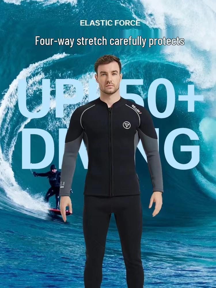Unisex 3mm zweiteiliger schnelltrocknender Neoprenanzug zum Schnorcheln, Surfen, Stand-Up-Paddling - Kälte- und Sonnenschutz