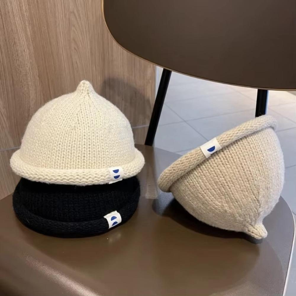 Knitted Autumn Winter Children's Cap Warm Brimless Hat Casual Melon Cap  for 1-5Y Baby