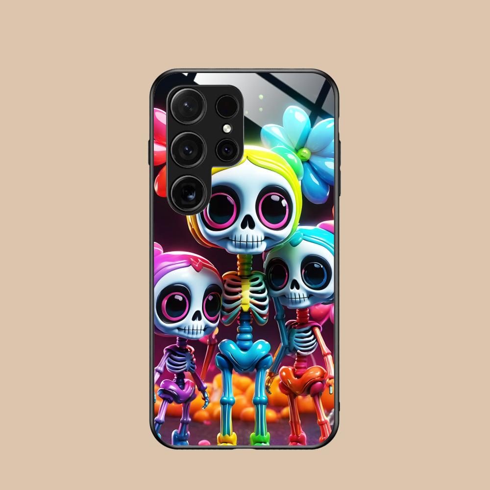 

Day of the Dead Glass Mobile Phone Case for Samsung Galaxy S26 S25 S24 S23 S22 S21 S20 Note20 Plus FE Ultra Colorful Cover Galaxy S26 Ultra