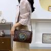 Umhängetaschen aus schwarzem Leder im Retro-Vintage-Stil für Damen, lässige Einkaufstasche, kleine Tasche mit mehreren Taschen