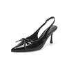 Augustine French Bag Head Sandals Women's 2025 New Summer Pointed Stiletto High Heels Black Temperament Single Shoes
