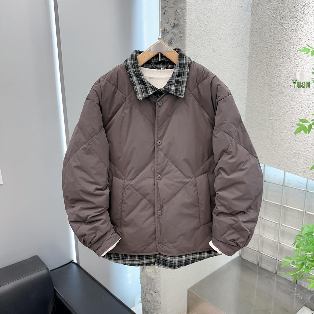 Herren Patchwork Leichte Daunenjacke 2025 - Faux Zweiteiler Revers Design, Warm und Stilvoll.