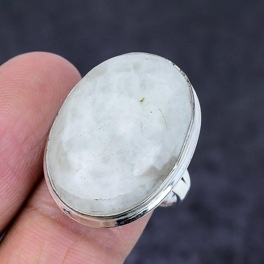Natural Moonstone Gemstone Handmade 925 Sterling Silver Jewelry Ring Size 9 y4B90