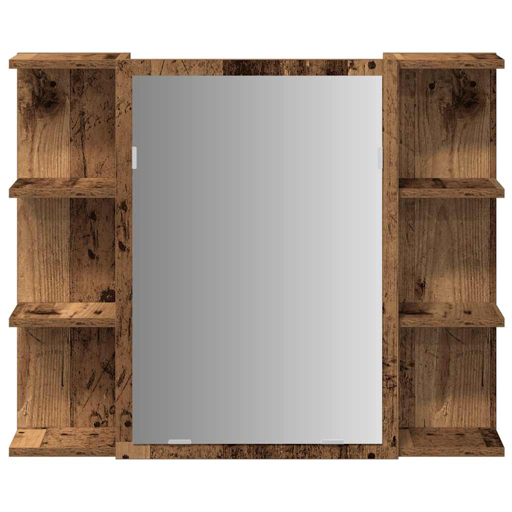 Vidaxl Szafka Łazienkowa Z Lustrem, Stare Drewno, 80X20,5X64 Cm