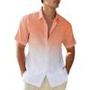 Herren Leinenhemden Farbverlauf Kurzarm Freizeithemden Button-Down-Hemd Strand Sommer Hochzeit Urlaubshemd für Männer