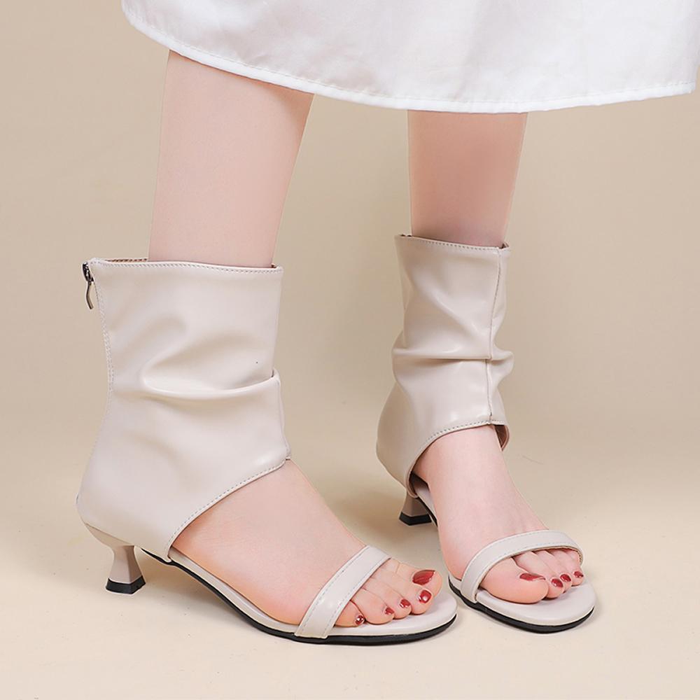 Women's Boots Fish Mouth Shoes Black Plus Size Summer New Sandal Boots Round Head Fine High Heel Sandals Luxury Designer