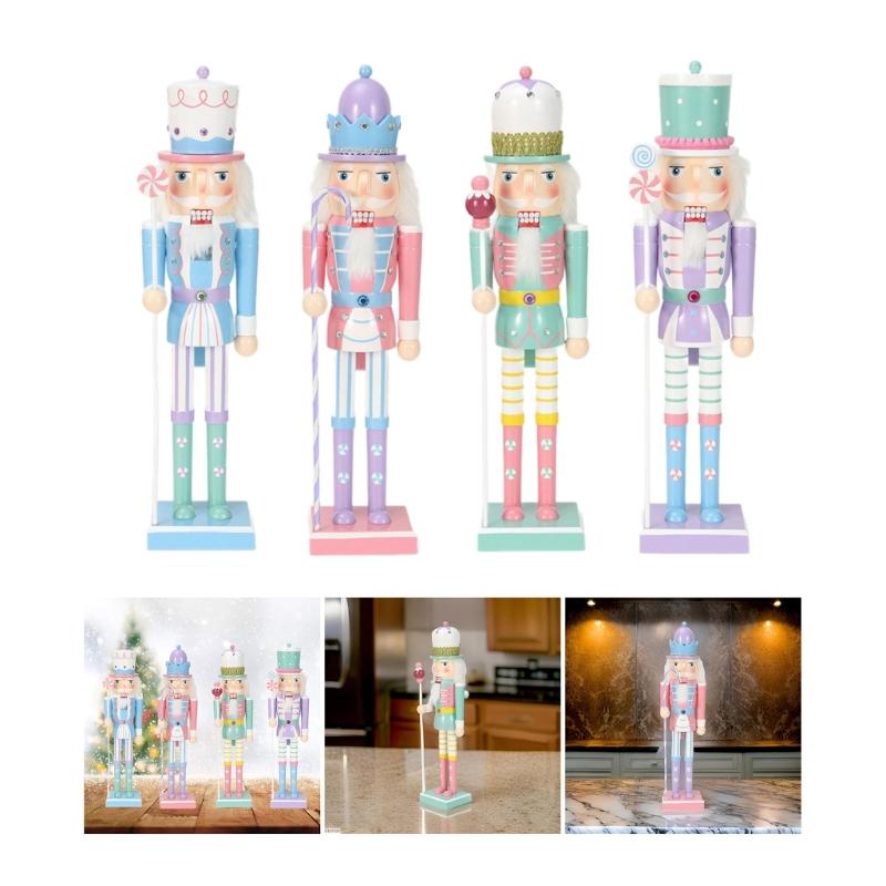 Elegant Wood Nutcrackers Ornament Stylish 50CM Nutcrackers Figure Decoration from Candy Series for Desk or Mantels