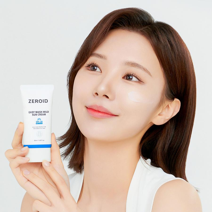 ZEROID Easywash Milde Sonnencreme 50ml , Sanfter täglicher Sonnenschutz für empfindliche Haut LSF30 PA++++