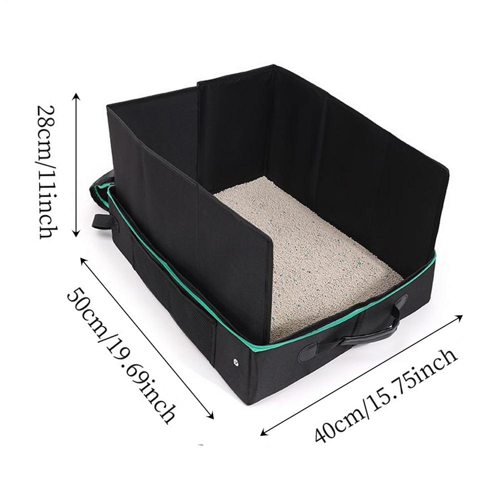 Foldable Oxford Fabric Cat Litter Box Semi-Enclosed Splash-Proof Waterproof Travel-Friendly Compact Storage Cat Toilet