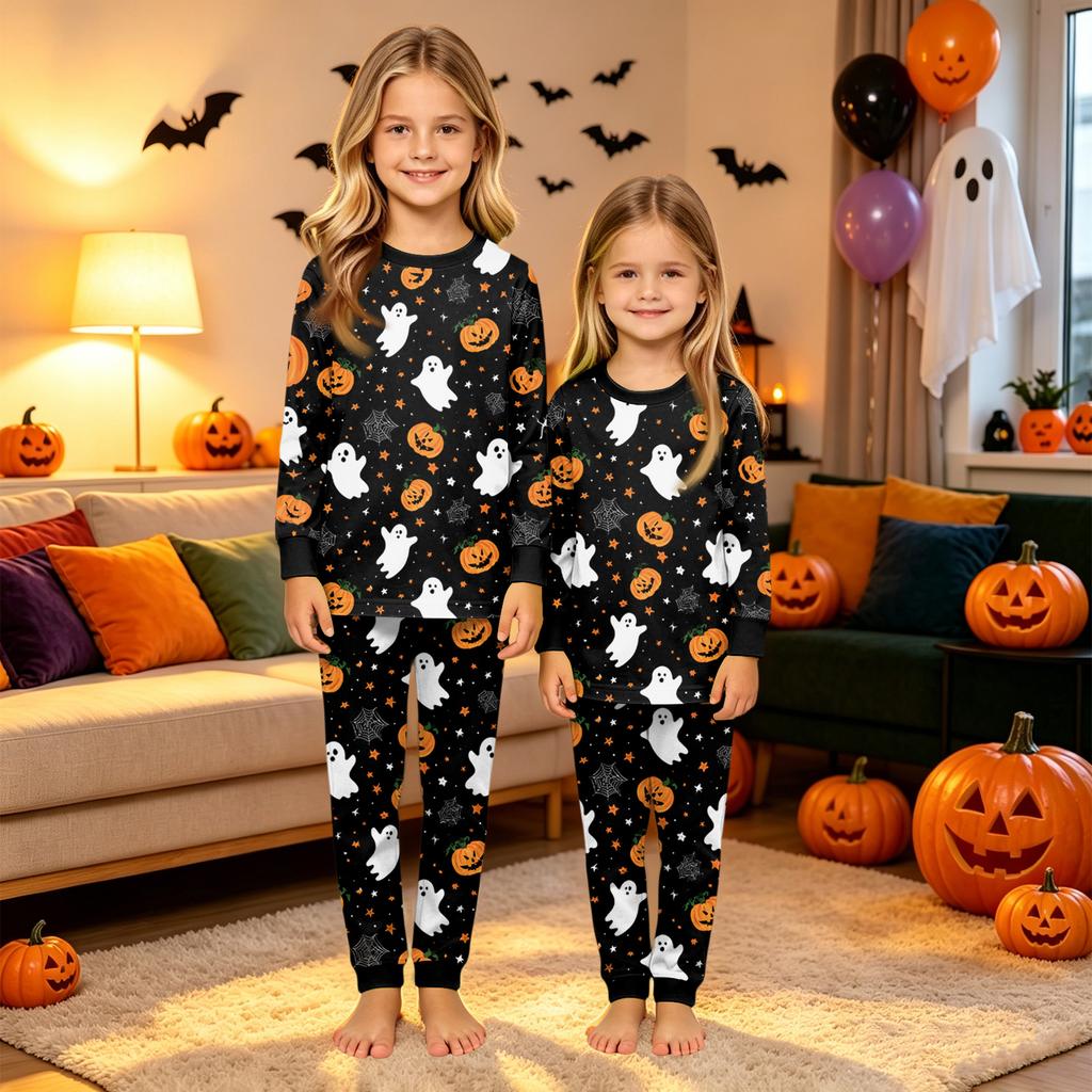 Halloween Family Matching Pajama Set with Long Sleeve Top and Pants for Parents and Kids