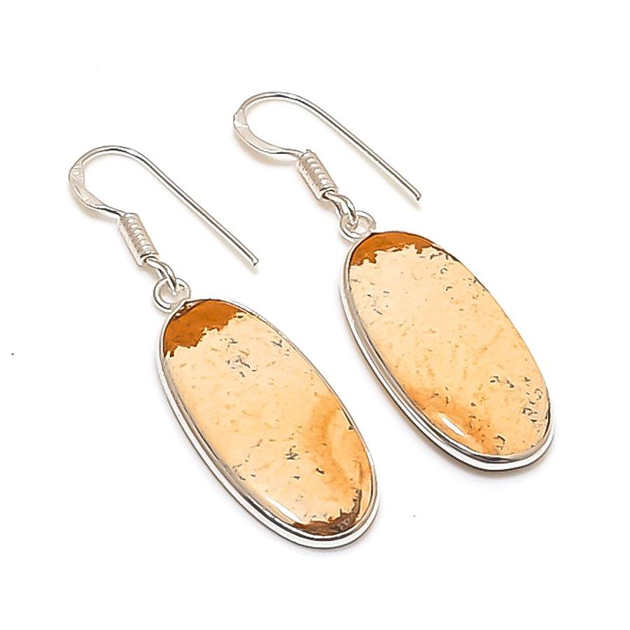 Натуральный Камень Яшма Картина Ювелирное Изделие Серьга из Стерлингового Серебра 925 пробы 1,77  AE-12129