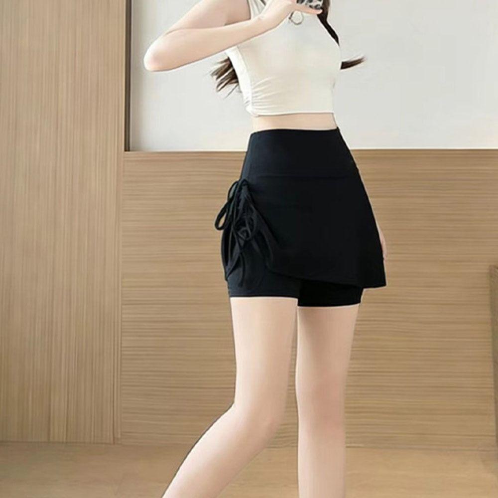 High Waist Sports Skirt Pants Fake Two Piece Fitness Skirt Pleated Hip-lifting Shorts  Running