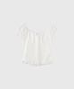 GENERALIDEA Cap Sleeve Heart Neck Shirred Blouse [White] / Wbe2L03530