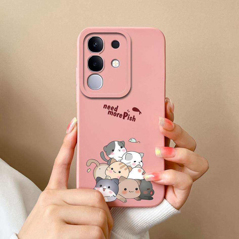 New Case For Vivo Y19S V30 V40e V50 Y04 T4x iQOO Z9s Y29 Y29S Y39 S19 Pro V40 Lite(IDN) Lovely Owl Kitten Slim Silicone Shockproof Shell For Vivo Capa