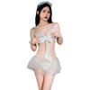 Sexy Lingerie Sexy Sweet Hollow Perspective Seduction Maid Dress Lace-up Bow Character Uniform Set
