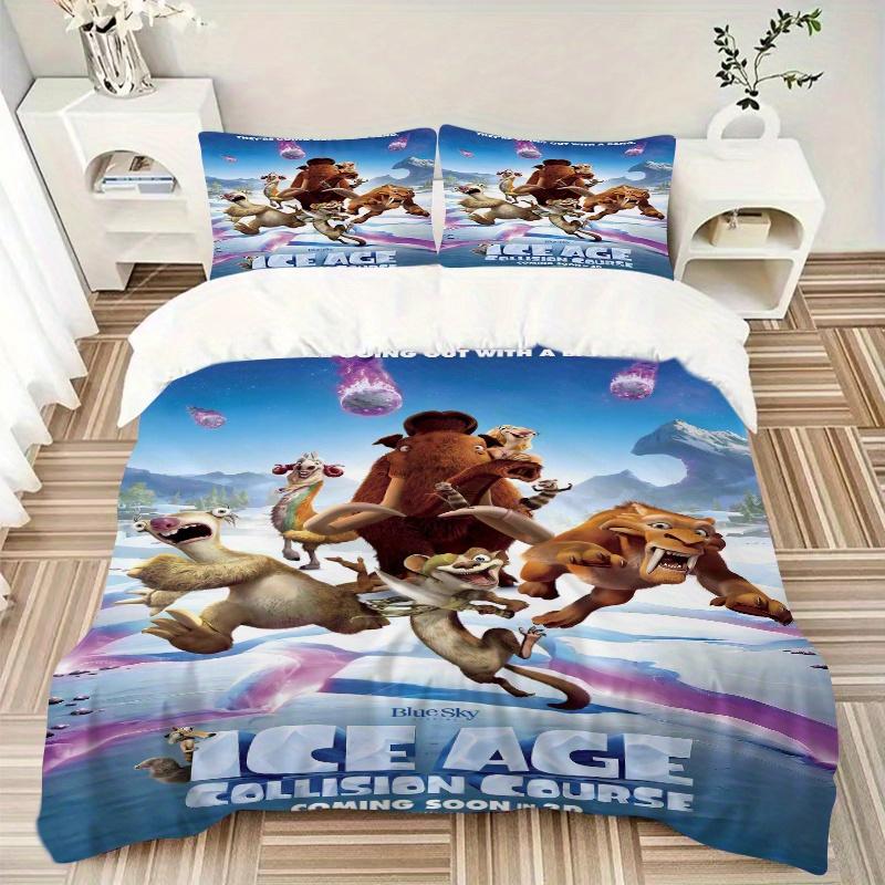 3pcs The Ice Age Adventures Printed Quilt Set, Soft and Comfortable Quilt Cover for Bedroom, Guest Room and Dormitory Decorative Bedding Set