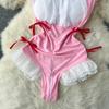 Women Sexy Underwear Open Crotch Jumpsuit Square Neck Ruffle Cosplay Erotic Lace Lingerie Shapewear Sensual Bodysuits
