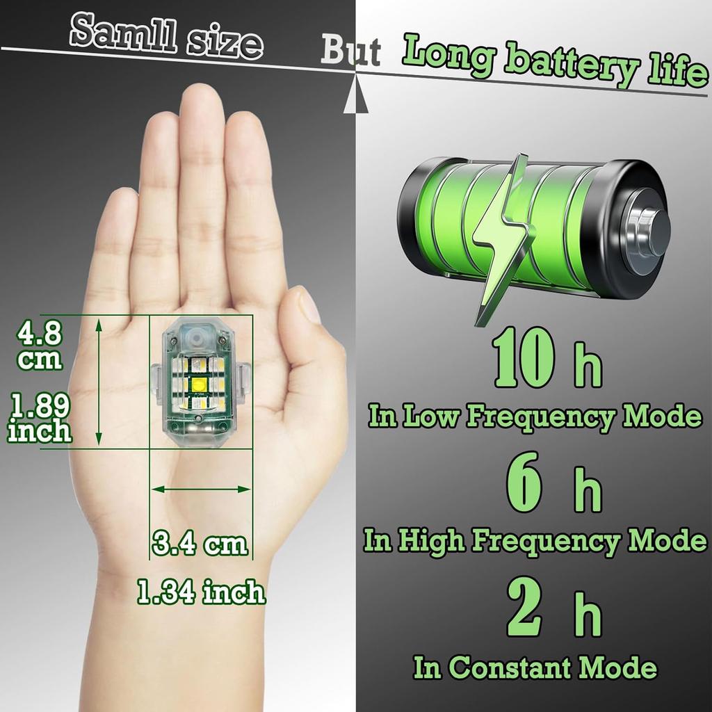 Wireless Strobe LED Lights, 4 Pack, RGB Emergency Warning Lights, USB Rechargeable, 7 colors 30 Flash Modes, High Brightness, For Car Motorcycle