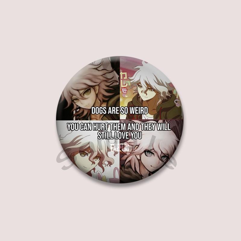 Anime Spiel Danganronpa Anstecknadeln Schwarzer Bär Kyoko Kirigiri Cartoon Cosplay Abzeichen Runde Brosche für Rucksack Tasche Zubehör Geschenk