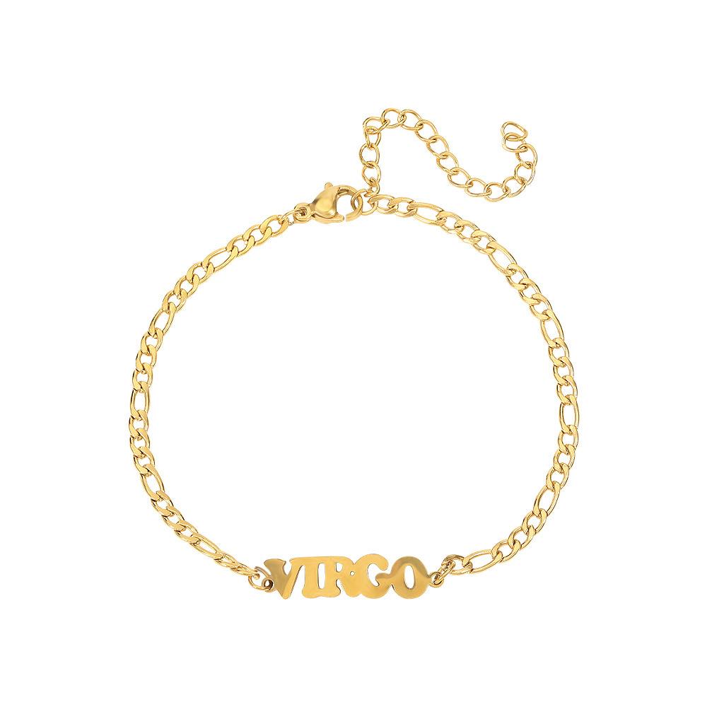 Stainless steel twelve zodiac sign letters beach bracelet ankle chain personalized bracelet