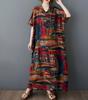 Summer Plus Size Loose Fit Vacation V-Neck Short Sleeve Maxi Dress Women Beach