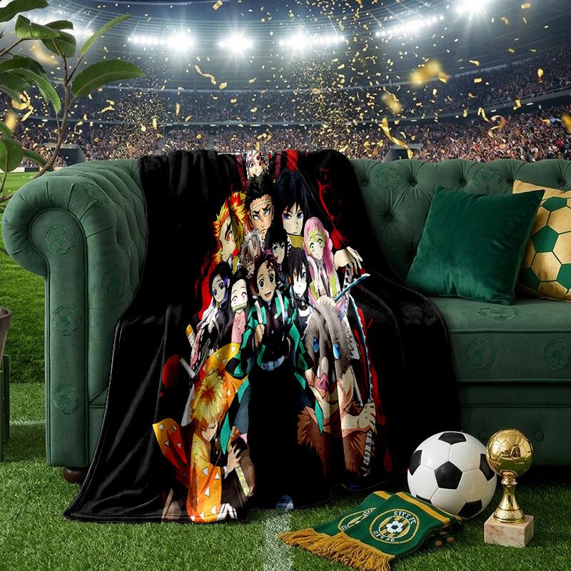 Demon Anime Group Throws Blanket Flannel Blankets Plush for Couch Bed Gifts for Men Women Travel Picnic Blanket Christmas Fan Gifts
