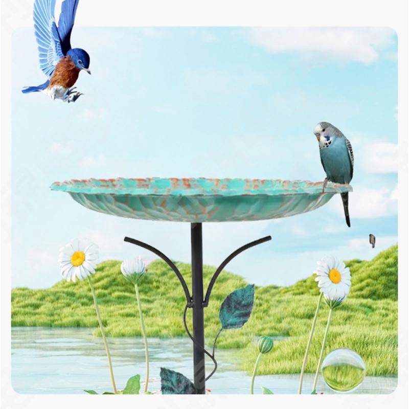 Durable Iron Bird Bath Stake with Easy Installation for Outdoor Decors in Garden and Yard Bird Feeding Station