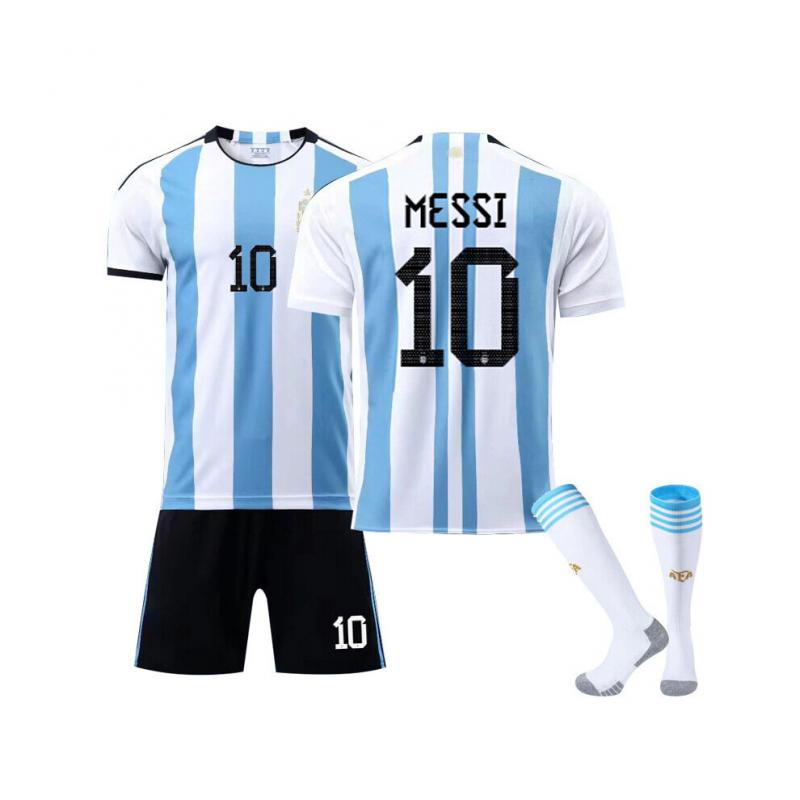 Teens Kids Boys Football Kit Messi Sport Training Jersey Suit +Socks