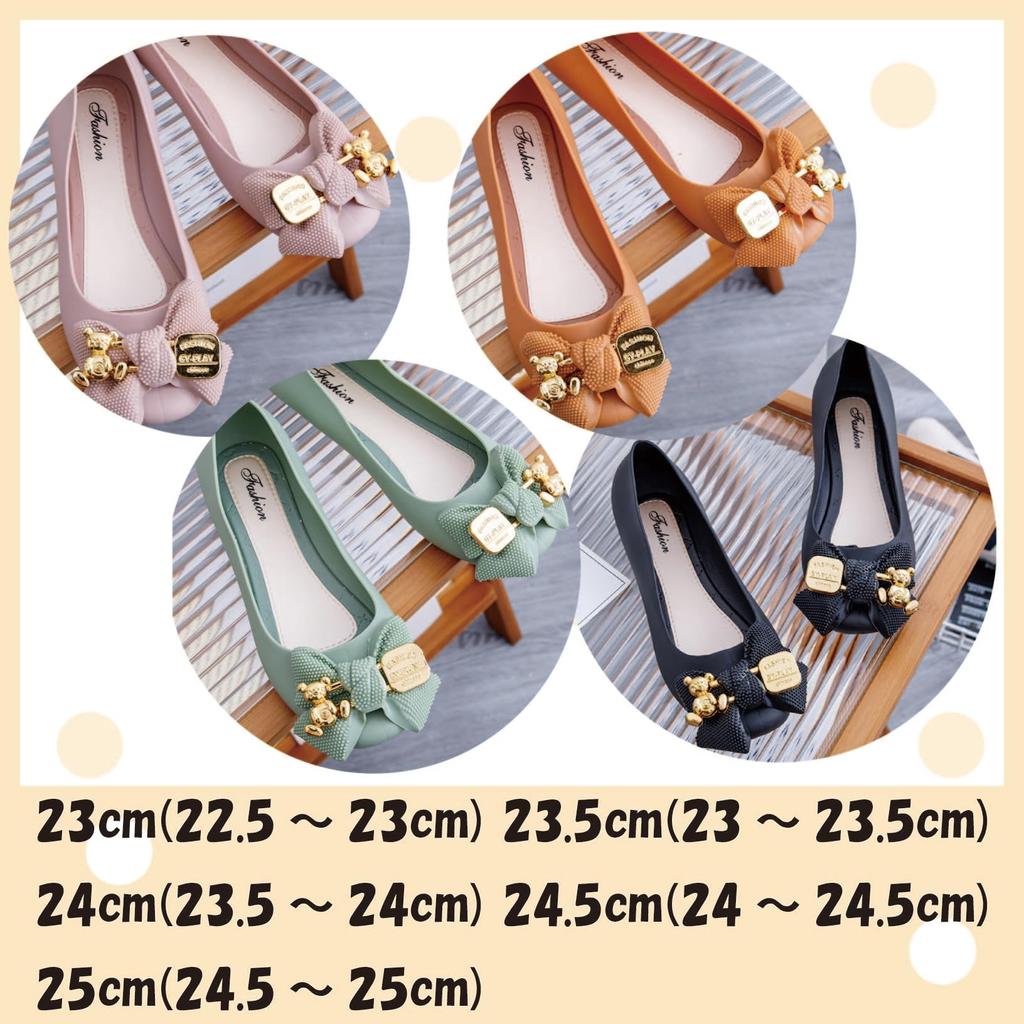 Dámské gumové boty s nízkým podpatkem, plochý podpatek, motiv medvěda z EVA, pohodlné na chůzi, za slunečného i deštivého počasí, po všechna roční období [Maison TAO] (Růžová, 23,0 cm)