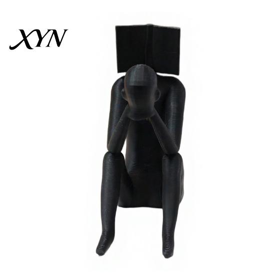 Nordic Style Decoration 3D Printed Reading Man Statue, Abstract Book Head Sculpture, Desktop Phone Stand Creative Desk Decor, Holder for Home