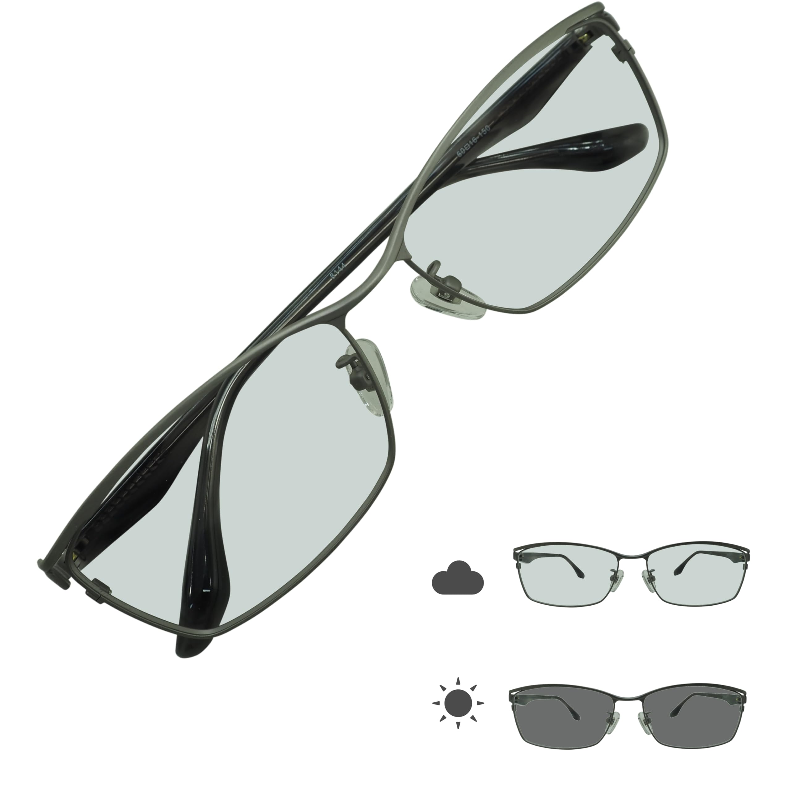 

8144HC Darkening Polarized Dimmable Sunglasses Cool Large Wide UV Protection Hairline [OTC.web] Men s (C-1 Silver)