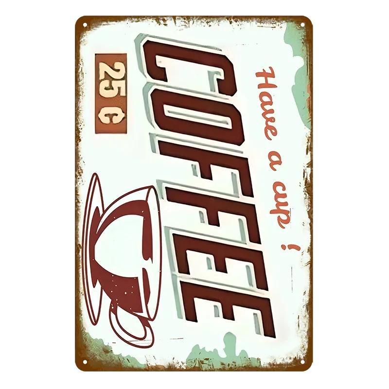 Vintage Coffee Bar Metal Tin Signs Decor Wall Art Sign Posters Wall Decoration Coffee Plaque Sign Cafe