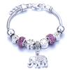 Pulseira em Forma de Coração Liga Design de Elefante Furo Grande Contas de Vidro Transparentes Joia Presente para Mulheres