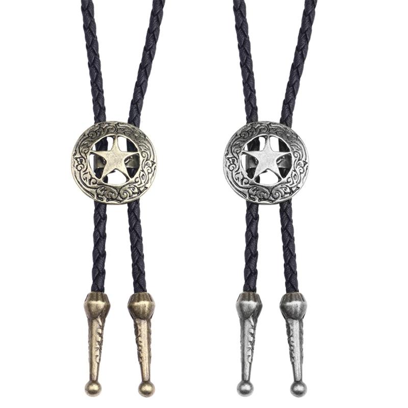 Star Pendant Faux Leather Rope Bolo Tie Shirt Collar Necktie Jewelry Accessories