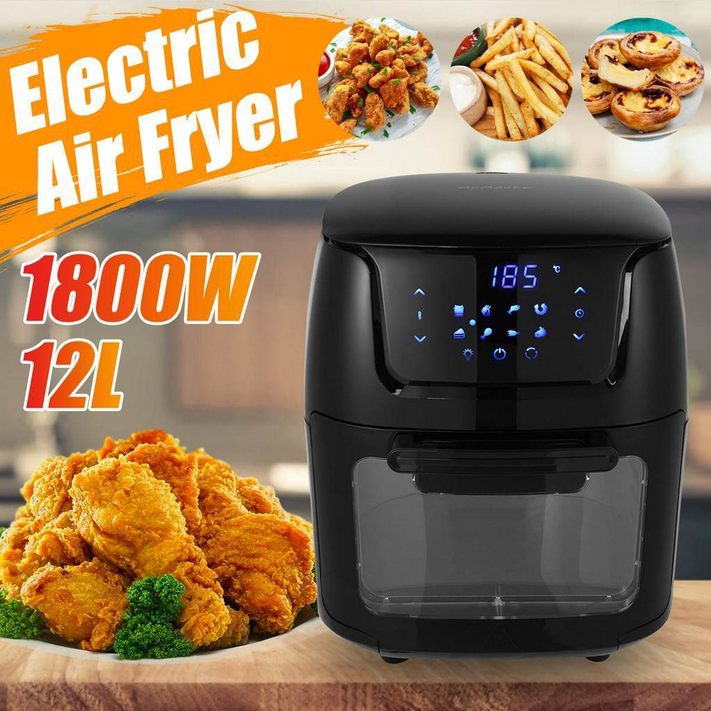 1800W Electric Touch Digital Airfryer Rotisserie Dry Large Cooker 12L Air Fryer Oven