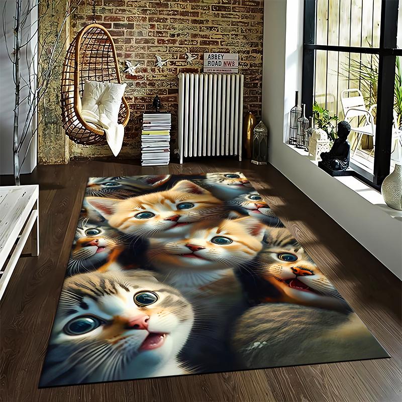 Cute Cartoon Cat Pattern Carpet for Bedroom, Living Room Decoration Suitable for Use As an Anti-slip for Living Room Bedroom Sofas
