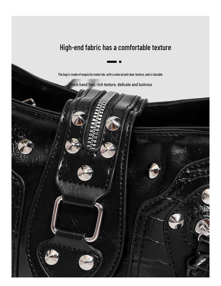 Retro Rivet Tote: Versatile Biker-Inspired Crossbody Bag for the Spicy, Sweet, and Cool.